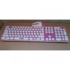 Tastatura si Mouse Wireless,Butoane Albe,Fara fir,roz,43,5cm