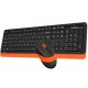 Kit tastatura si mouse a4tech Fstyler fg10+fgk10 wireless 104 taste format standard mouse 2000dpi 4/1 butoane negru &amp; portocaliu Fg1010 orange