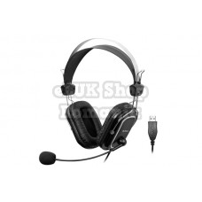 Casti a4tech cu fir standard utilizare multimedia microfon pe brat conectare prin usb 2.0 negru/argintiu hu-50 